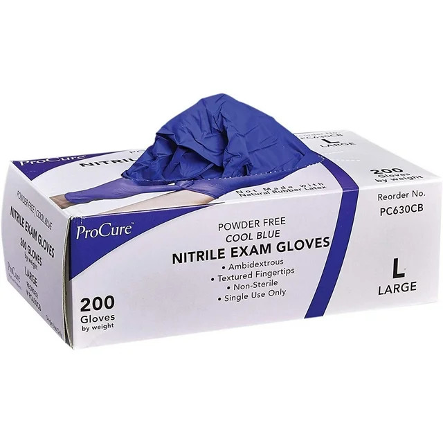 ProCure Disposable Nitrile Gloves - 200 Count - Powder Free, Rubber Latex Free, Medical Exam Grad... | Walmart (US)