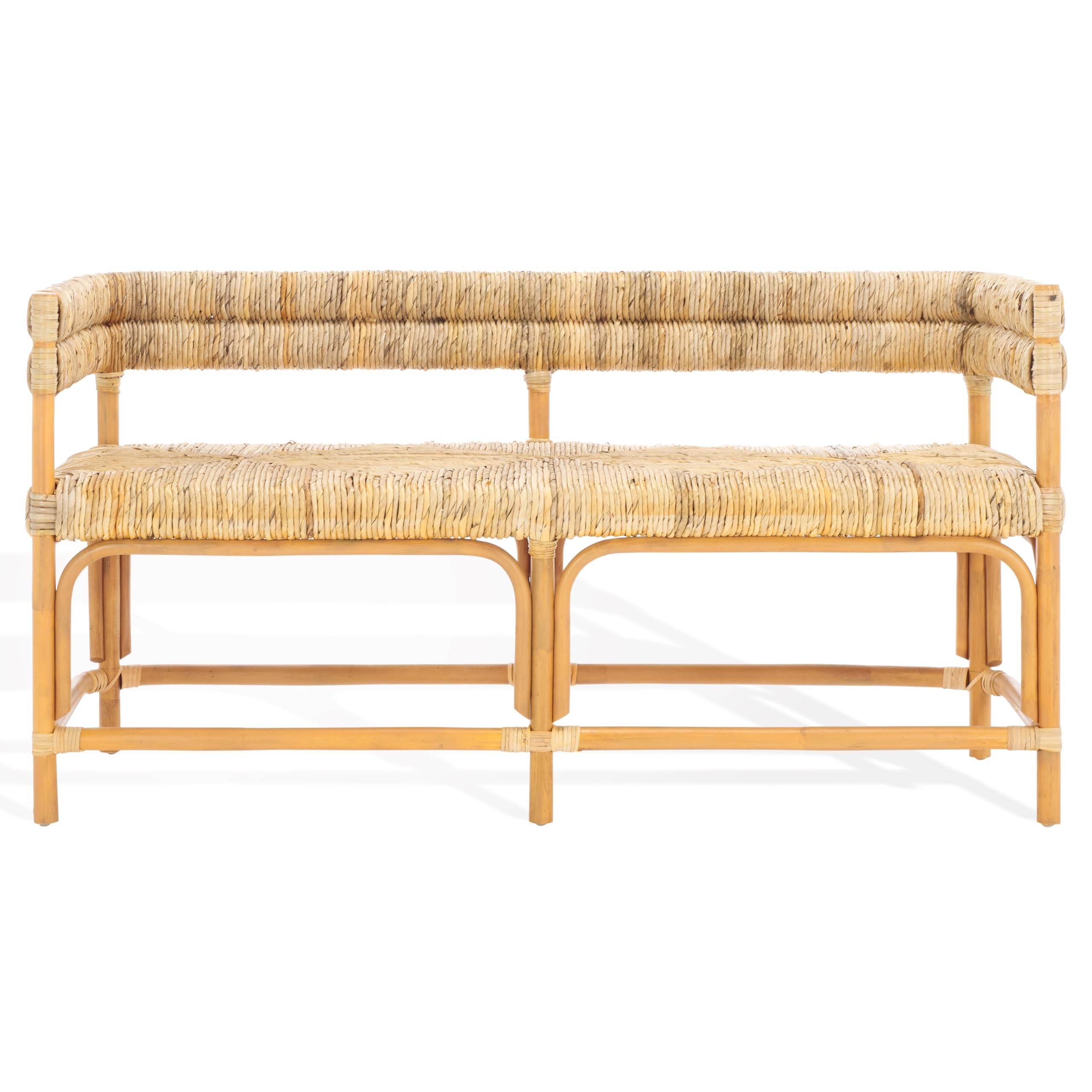 SAFAVIEH Couture Collection Elexa Tropical Coastal Natural Rattan Banana Woven Bench (Fully Assem... | Amazon (US)