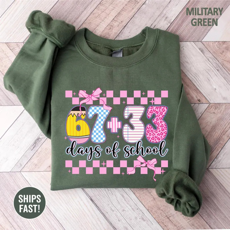 67+33 Day of School Shirt, Funny School Meme Six Seven Tee, Teacher Student Gift, 100 Days of Sch... | Etsy (US)