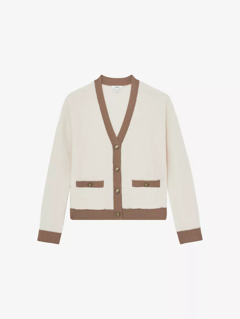 Olli Colour-Block Long-Sleeve Wool Cardigan | Selfridges