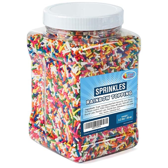 Sprinkles Rainbow Topping in Resealable Container, 2.2 LB Bulk Candy | Amazon (US)