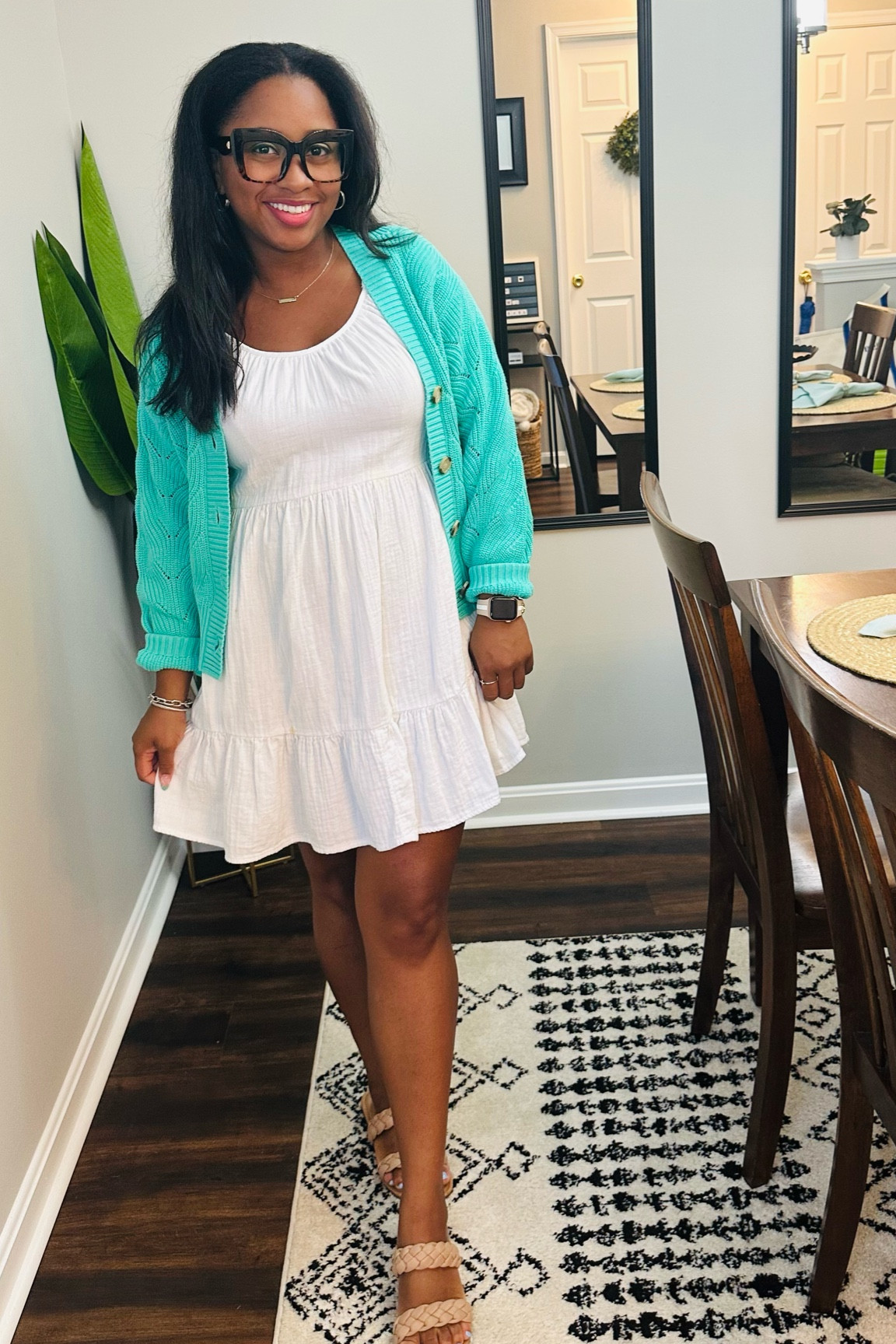 Teacher Outfit #3 ✏️ Pop of color with white dress! I just love this cardigan color!

#LTKBacktoSchool #LTKsalealert