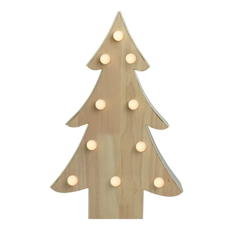 Northlight 15" Lighted 3D Wooden Christmas Tree Tabletop Decor - Walmart.com | Walmart (US)