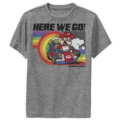Boy's Nintendo Mario Kart Rainbow Road Racing  Performance Tee - Charcoal Heather - X Large | Target