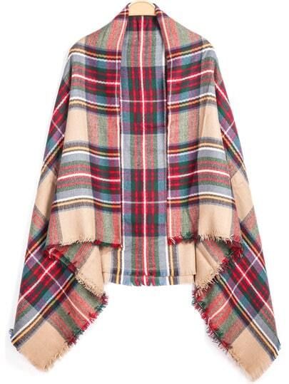 Red Classic Plaid Fringe Scarve | SHEIN