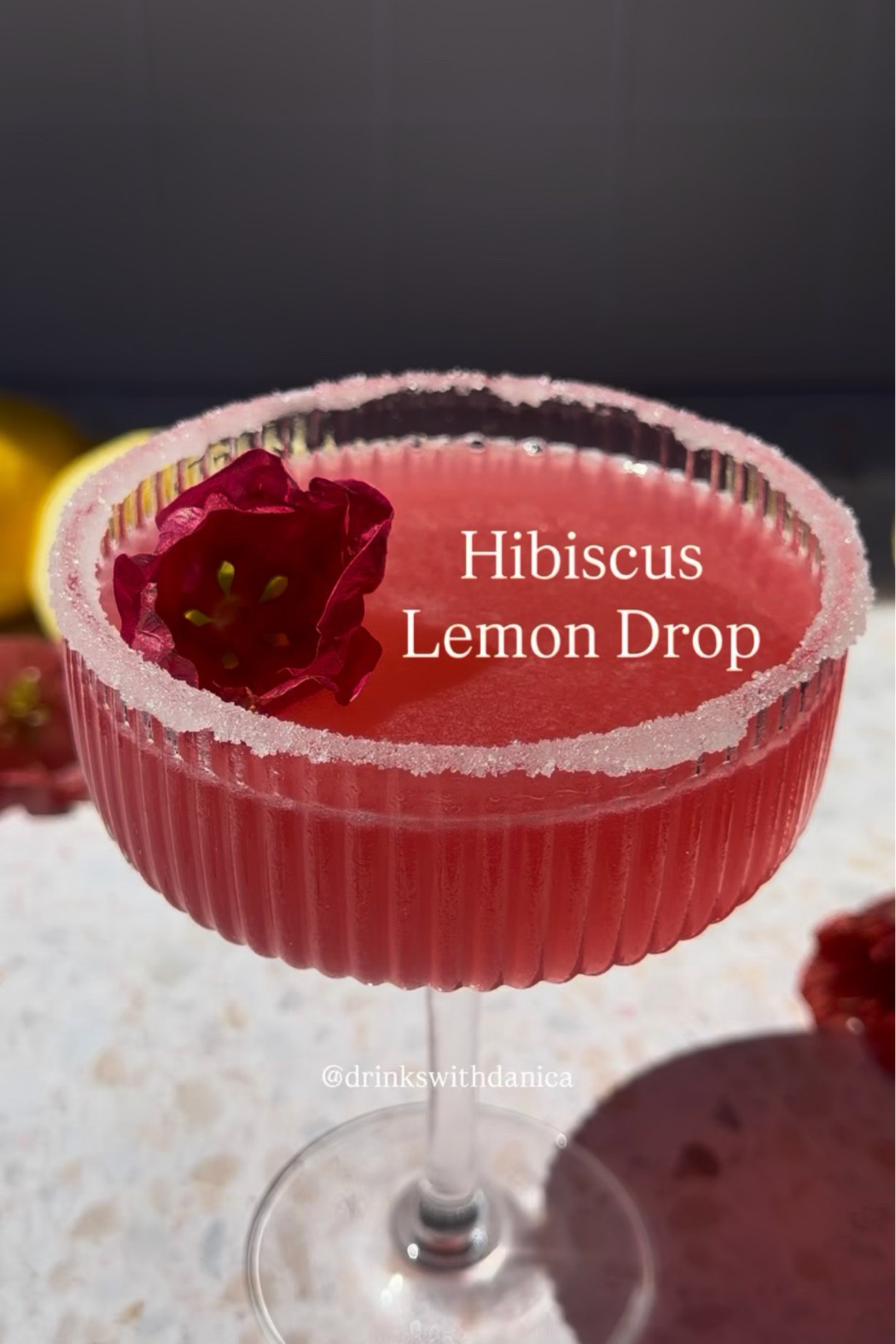 Hibiscus Lemon Drop

Follow me on Instagram and TikTok @drinkswithdanica for this recipe and more 