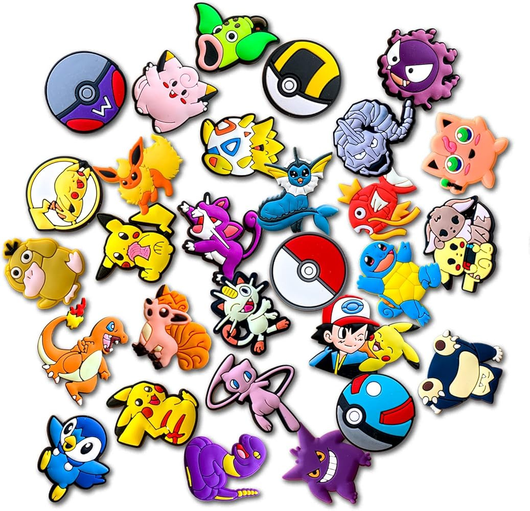 30PCS Pòkemòn Shoe Charms for Croc Clog Decoration, Cartoon Anime Charms Accessories for Kids Boy Gi | Amazon (US)
