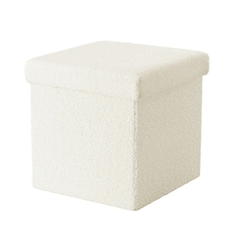Mainstays Collapsible Storage Ottoman, Cream | Walmart (US)