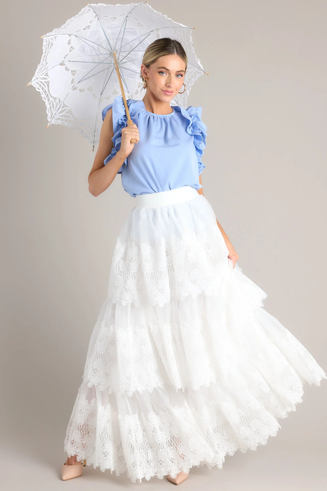 Dawn Of My Heart Light Blue Top | Red Dress