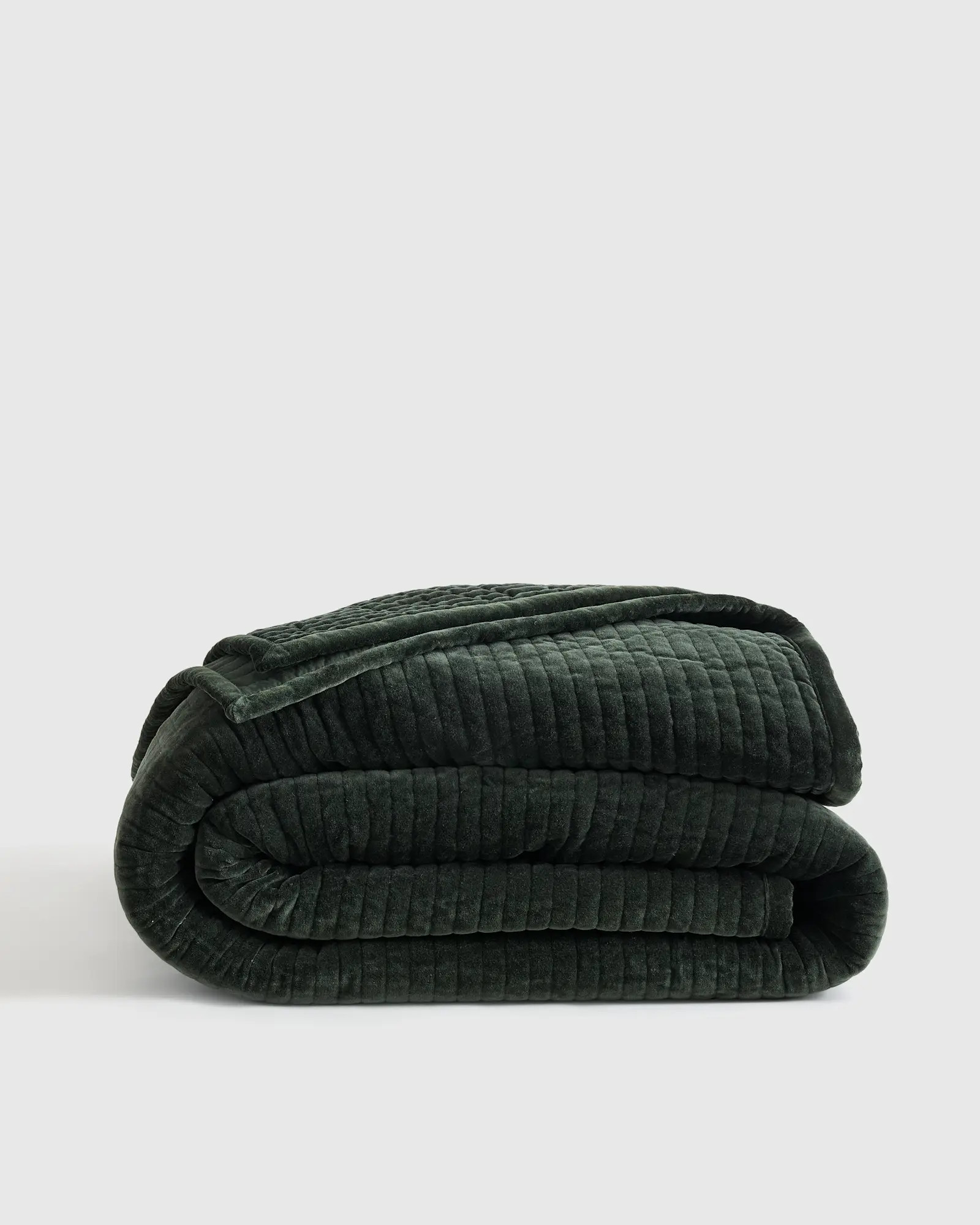 Cotton Velvet Channel Quilt in Forest Green | Quince