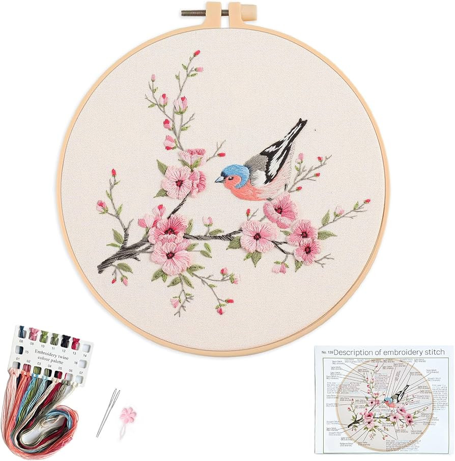 Silentsea Embroidery Kit, Floral and Nature Designs, 3-Pack with Hoops, Needlework Pattern Set (B... | Amazon (US)