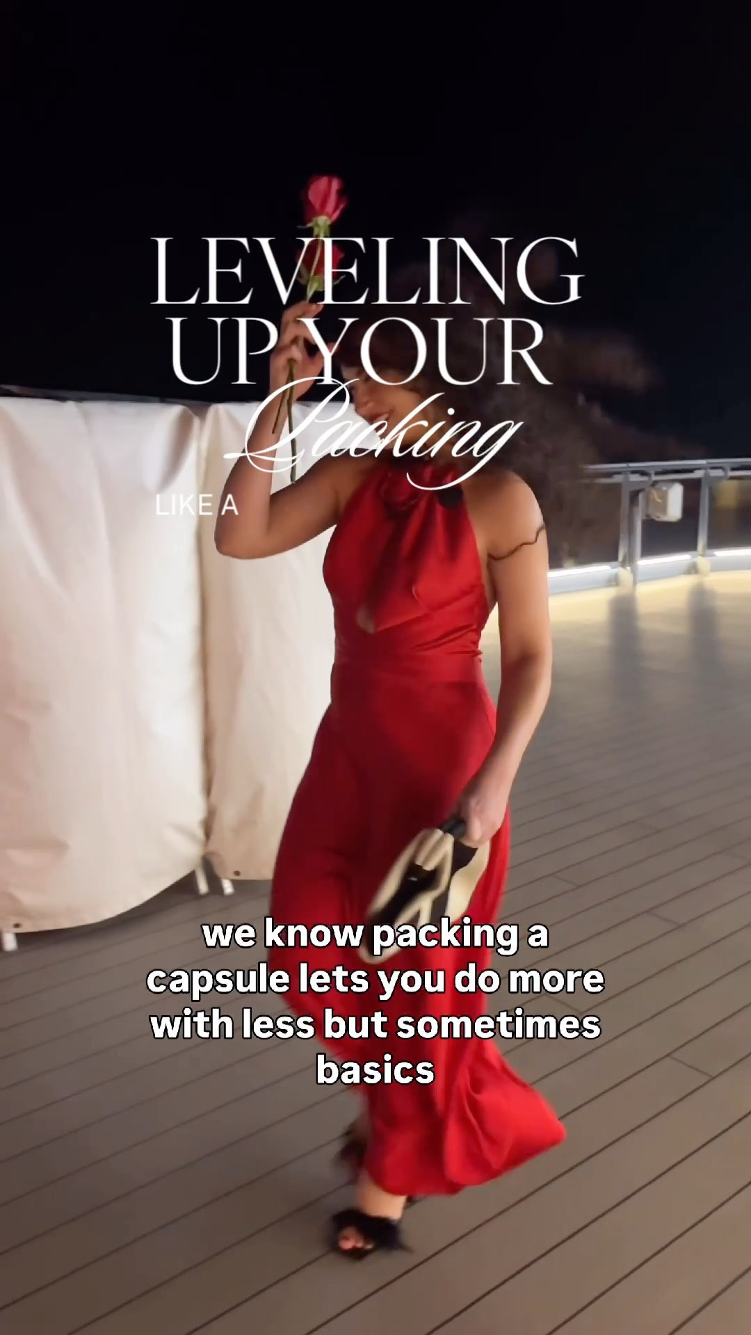 Red black and white capsule statement pieces I pack to do more with less. 
Red evening gown
Houndstooth sequin skirt and top set 
Minimalist white mini dress
The perfect white linen pant
Feather tube top 
White linen dress 
Sexy vacation dress 
Beaded mini bag
Black and White clutch 
Black and white sun hat 

 

 #LTKPetite #LTKStyleTip #LTKTravel