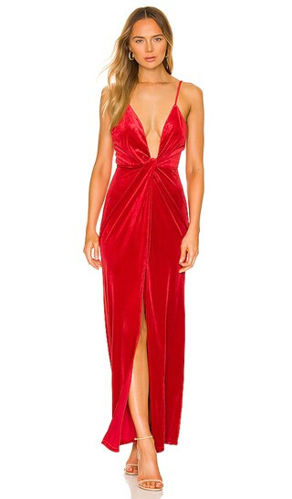Aurora Deep V Maxi Dress in Red | Revolve Clothing (Global)