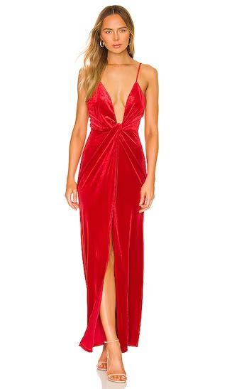 Aurora Deep V Maxi Dress in Red | Revolve Clothing (Global)