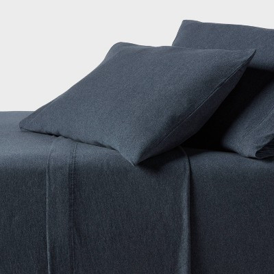King Cotton Jersey Sheet Set Heather Blue - Threshold™: 100% Cotton, OEKO-TEX Certified, 4-Piece King Set | Target