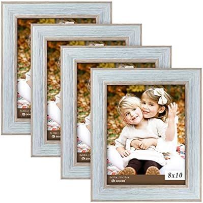 BOICHEN Picture Frames 8x10 Blue (Set of 4 Pack) - Rustic Farmhouse Wooden Photo Frame with Glass... | Amazon (US)