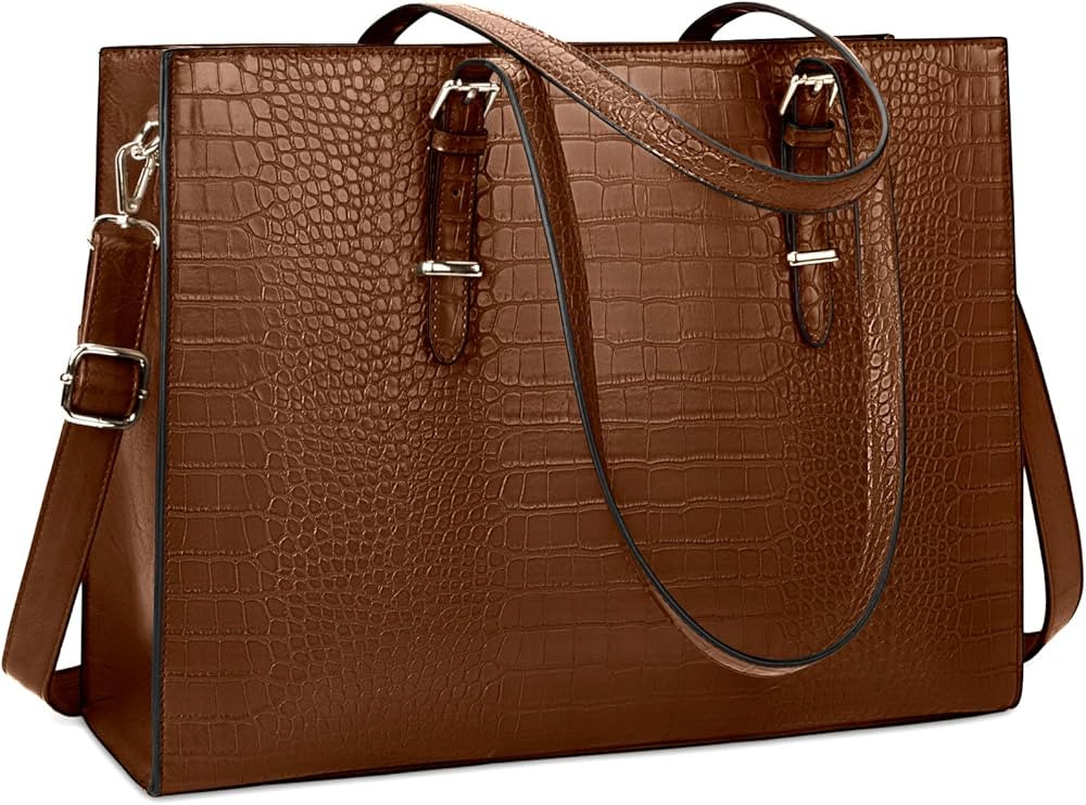 Laptop Bag for Women 15.6 inch Laptop Tote Bag Leather Classy Computer Briefcase for Work Waterpr... | Amazon (US)