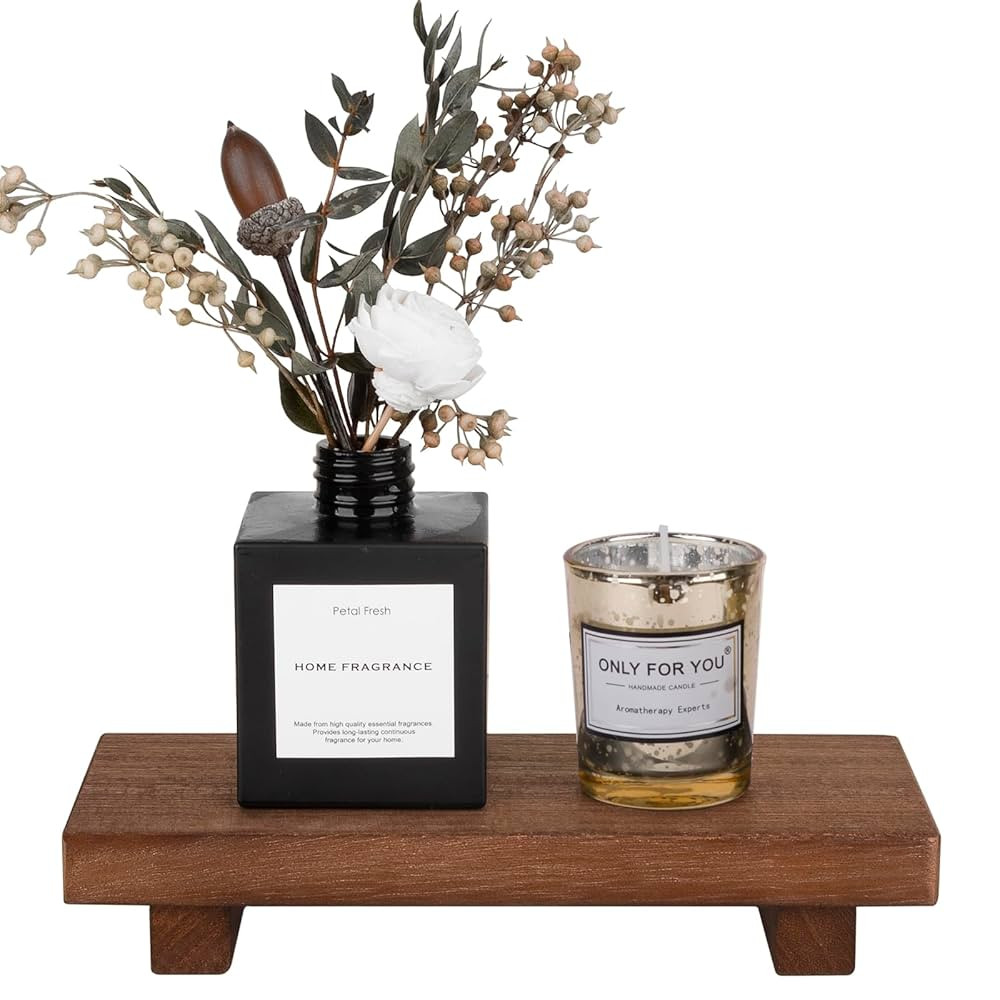 Small Wood Tray Pedestal Stand Farmhouse Bathroom Decor Decorative Wooden Riser Kitchen Soap Dish... | Amazon (US)