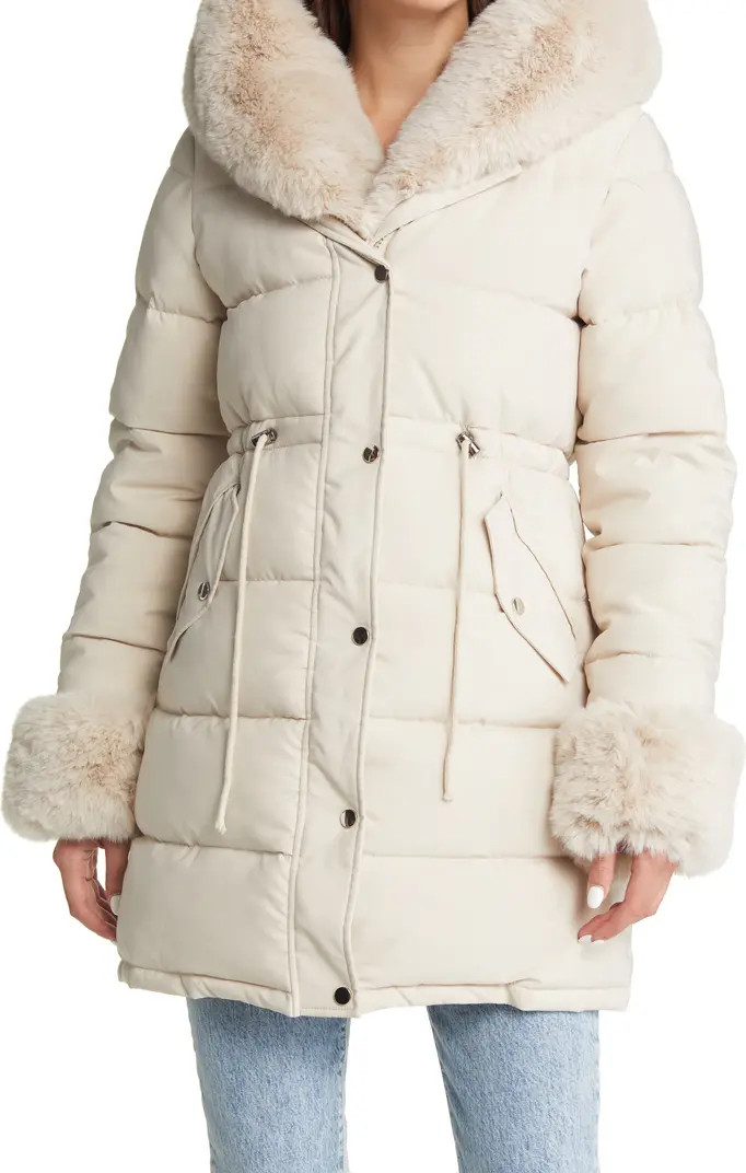 AZALEA WANG Faux Fur Trim Puffer Coat | Nordstrom | Nordstrom