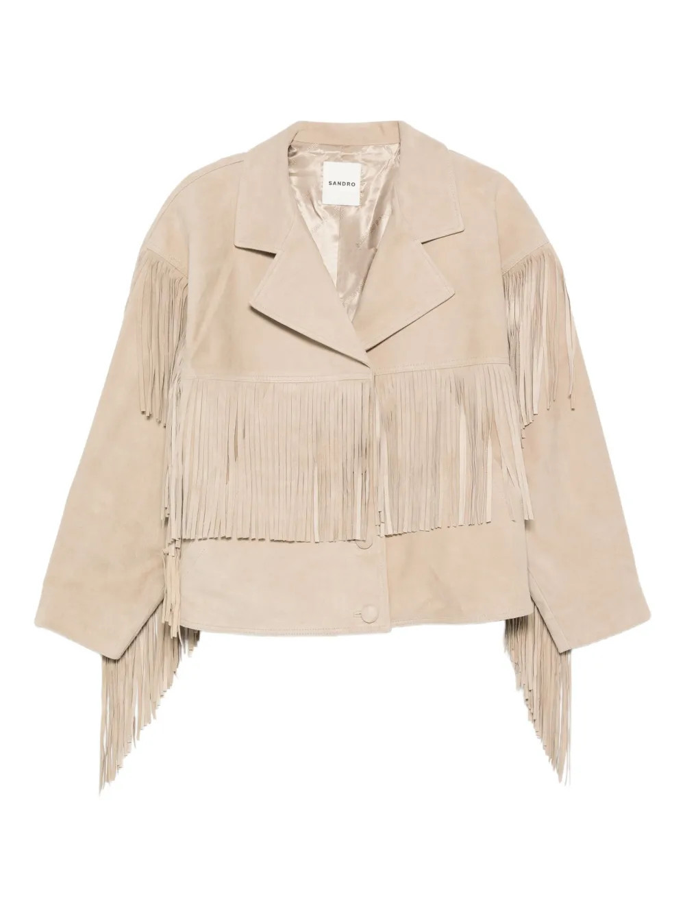 SANDRO fringed suede jacket - Neutrals | Farfetch Global