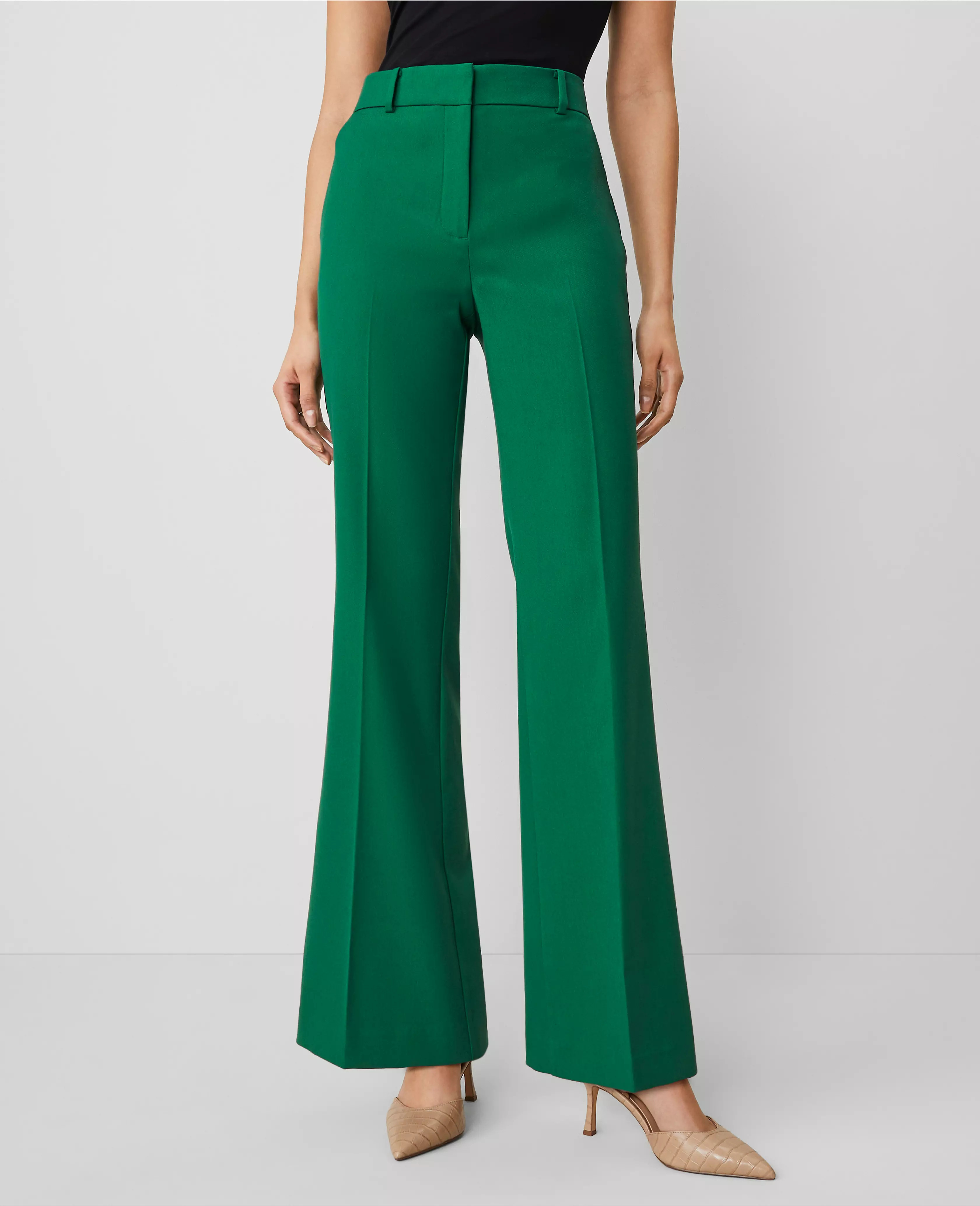 The Flare Trouser Pant in Textured Drape — Curvy Fit | Ann Taylor