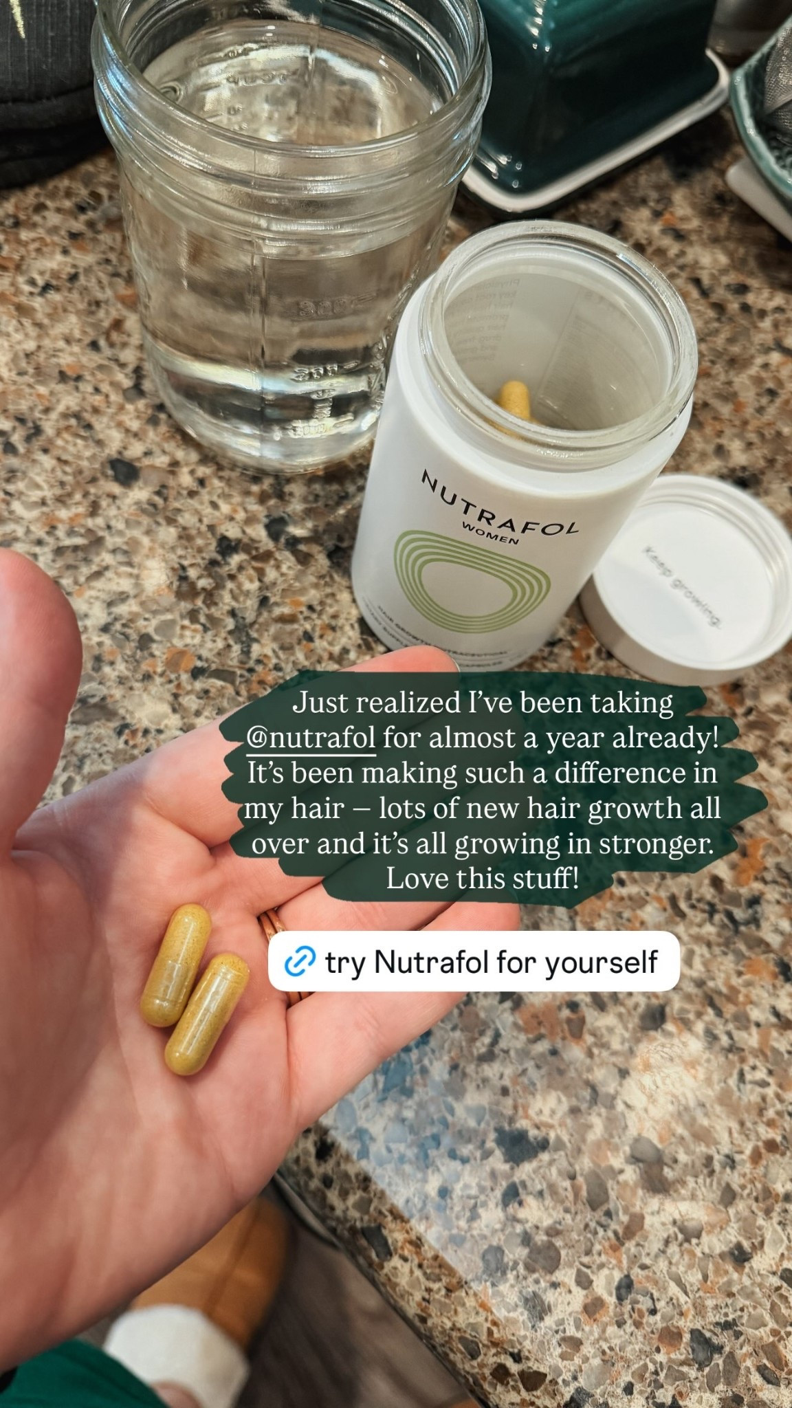 Just realized I’ve been taking @nutrafol for almost a year already! It’s been making such a difference in my hair — lots of new hair growth all over and it’s all growing in stronger. Love this stuff!

#LTKdayinmylife #LTKmorningroutine #LTKBeauty