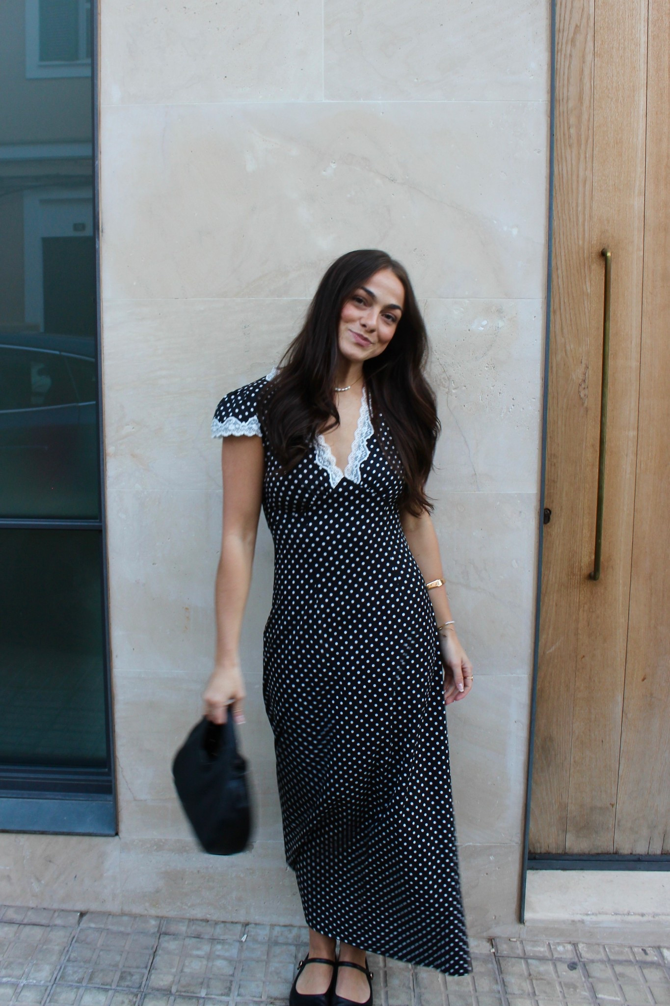 A moment for the cutest polkadot dress 🤍 

#maxidress #polkadots #black dress #dinneroutfit #datenightoutfit 

#LTKdresses #LTKstyletip #LTKdatenight