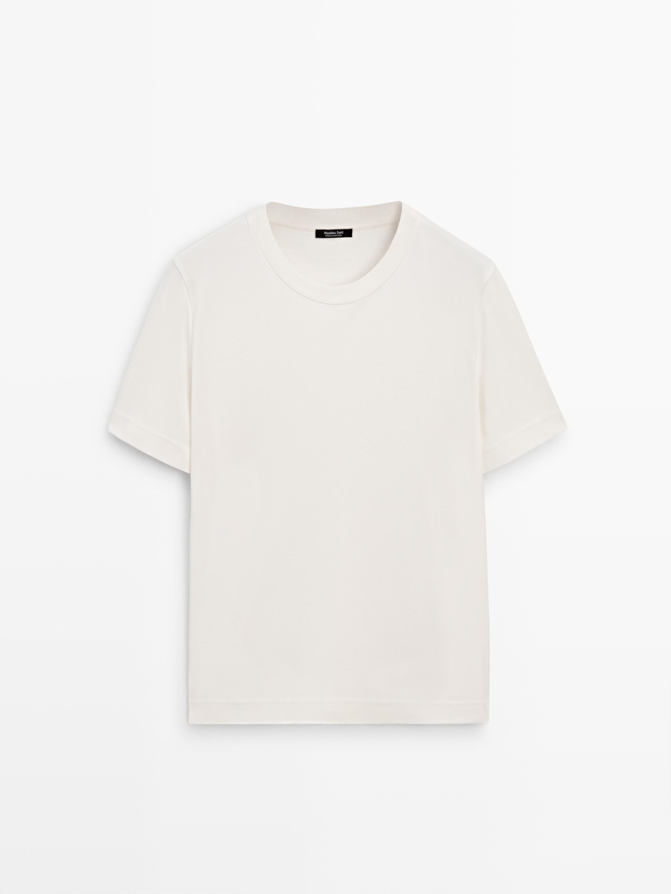 T-shirt interlock decote redondo 100% algodão | Massimo Dutti PT
