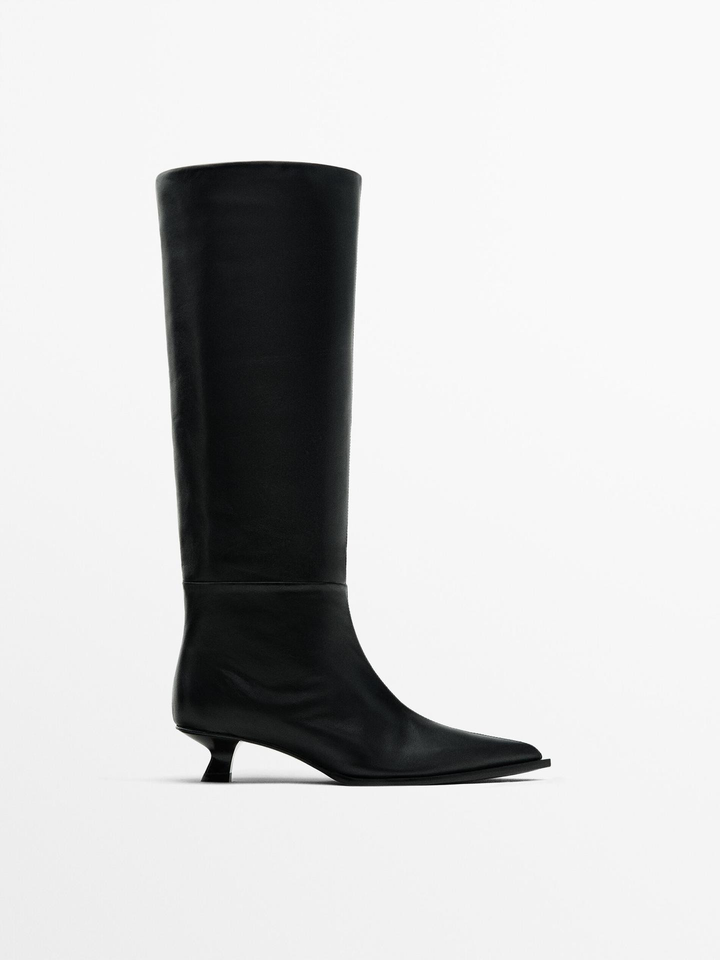 Heeled leather boots - Limited Edition | Massimo Dutti US