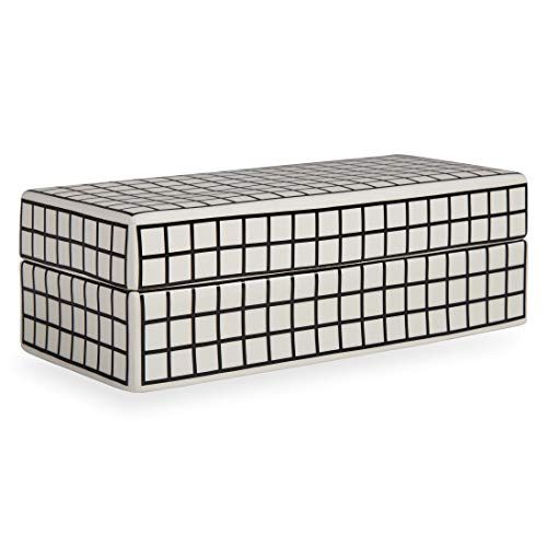 Now House by Jonathan Adler Grid Decorative Box, Black and White | Amazon (US)