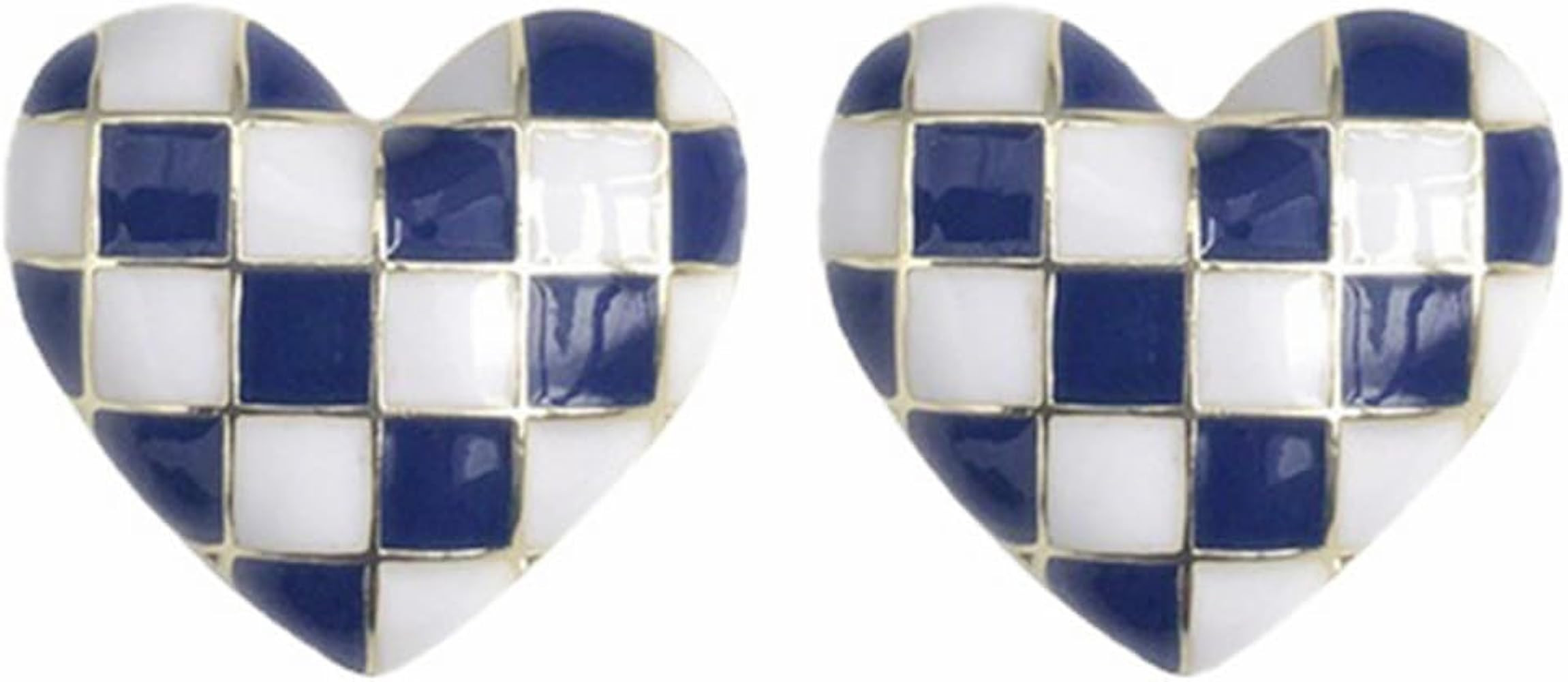 Checker Heart Stud Earrings for Women Unique Temperament Enamel Black White Striped Checkerboard ... | Amazon (US)