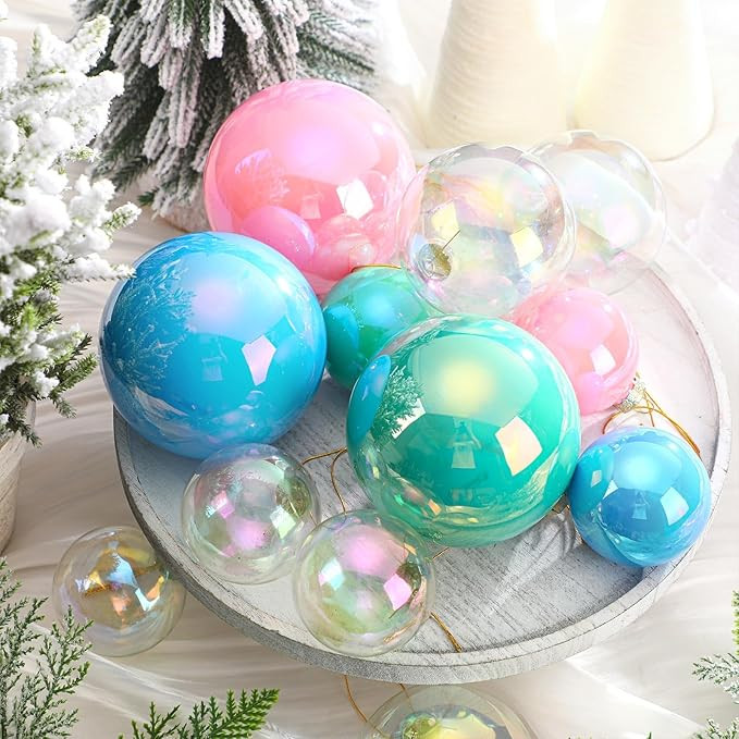 12 Pcs Large Glass Pastel Candy Christmas Ball Ornaments 2.4-4 Inch Macaron Christmas Ball Decor ... | Amazon (US)