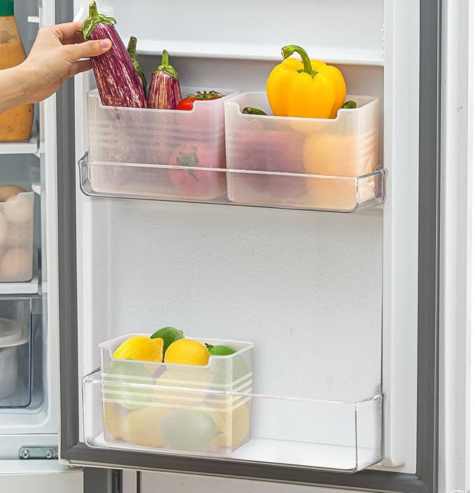 Poeland Refrigerator Organizer Box, Fridge Side Door Storage Containers Plastic Translucent Pack ... | Amazon (US)