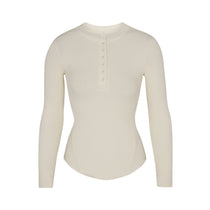 COTTON RIB HENLEY LONG SLEEVE TOP | SKIMS (US)