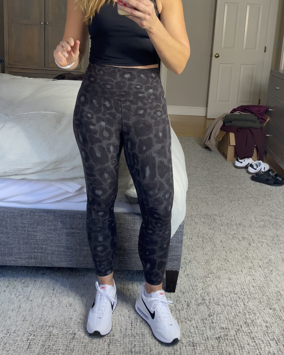Midsize athletic wear!  I am loving this new print and honestly any color of the Lululemon Align Leggings - I always size down one size to a size 6 and top is Athleta size medium.  Nike shoes are true to size as well!  

#LTKFitness #LTKOver40 #LTKActive