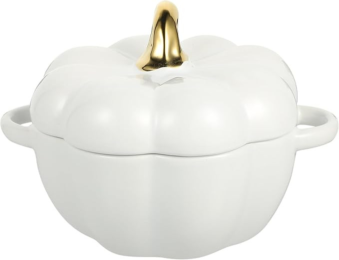 NOLITOY Ceramic Pumpkin Bowl with Lid 450ml Halloween Serving Bowl Soup Stewing Pot Porcelain Sug... | Amazon (US)