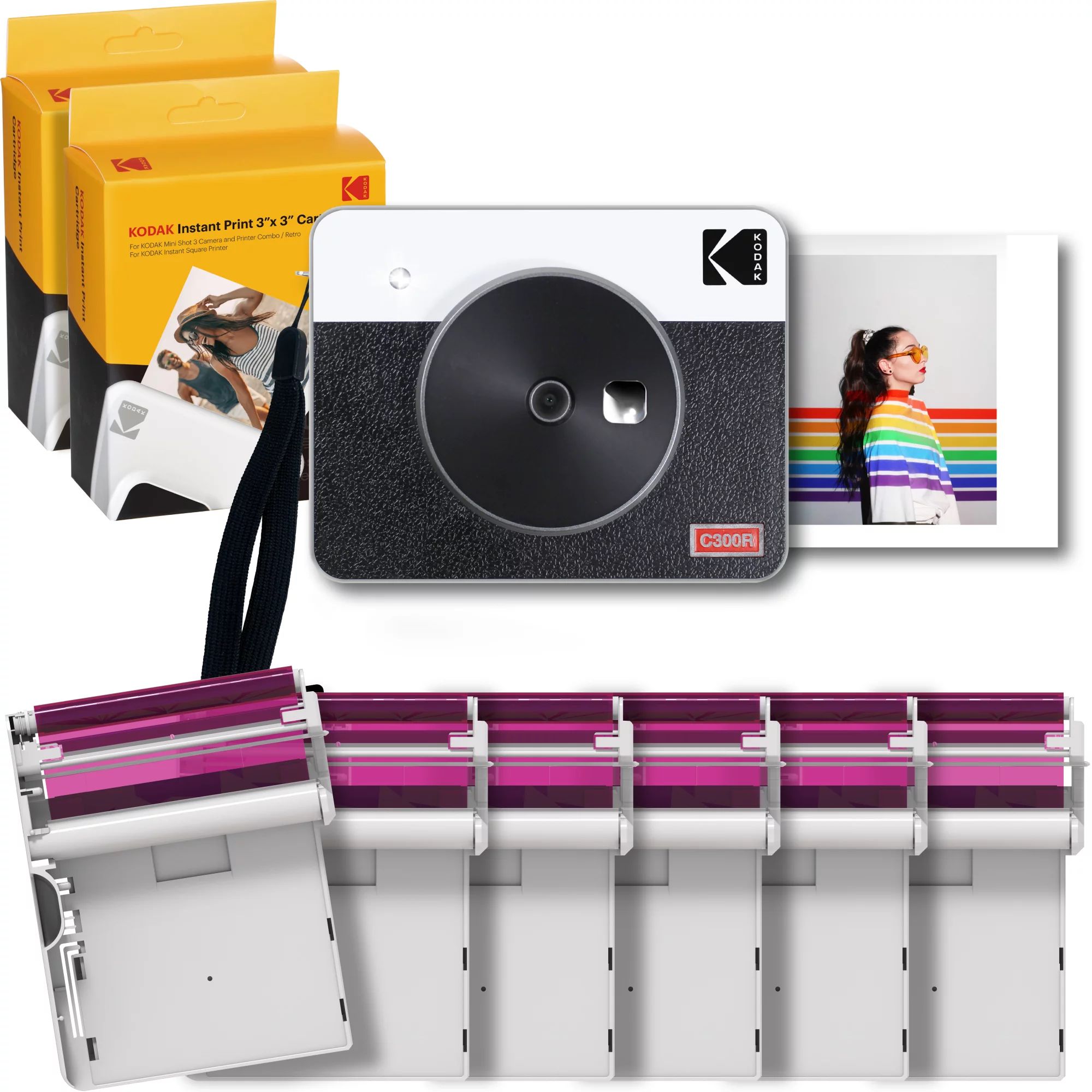Kodak Mini Shot 3 Retro 2-in-1 Portable Instant Camera & Photo Printer (C300RW) + 68 Sheets Bundl... | Walmart (US)
