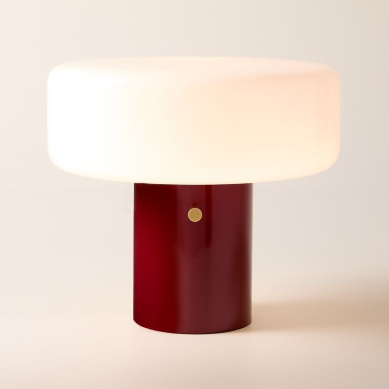 Pill High Gloss Oxblood Red Iron Table Lamp with Glass Shade by Bill Curry + Reviews | CB2 | CB2
