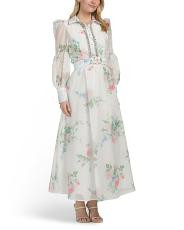 Long Sleeve Floral Maxi Dress With Embellishment | TJ Maxx
