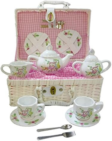 Delton Products Owls Children's Tea Set with Basket | Amazon (US)