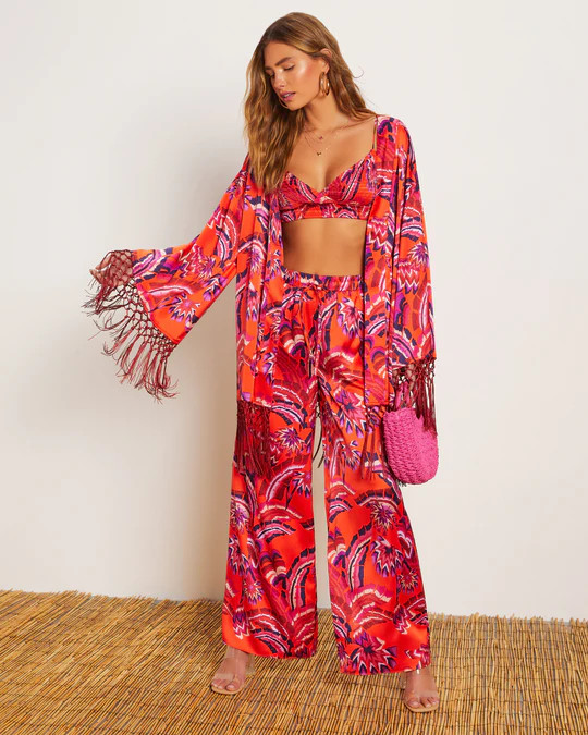 Azra Tropical Fringe Kimono | VICI