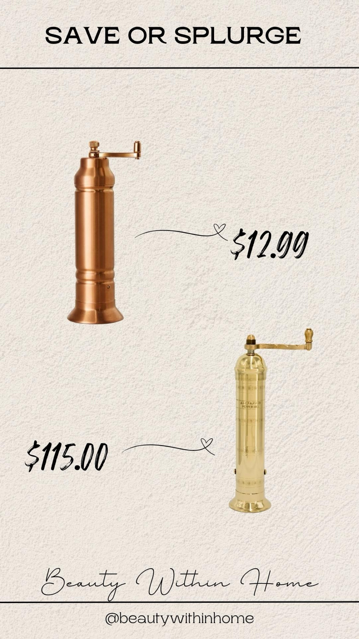 Amazon brass pepper mill, copper pepper mill, target hearth and hand salt and pepper mill, a more affordable find on the salt and pepper mill. 

#LTKSaleAlert #LTKHome #LTKSeasonal