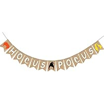 Doumeny Halloween Hocus Pocus Burlap Banner Rustic Witch Sign Bunting Hanging Halloween Garland for  | Amazon (US)
