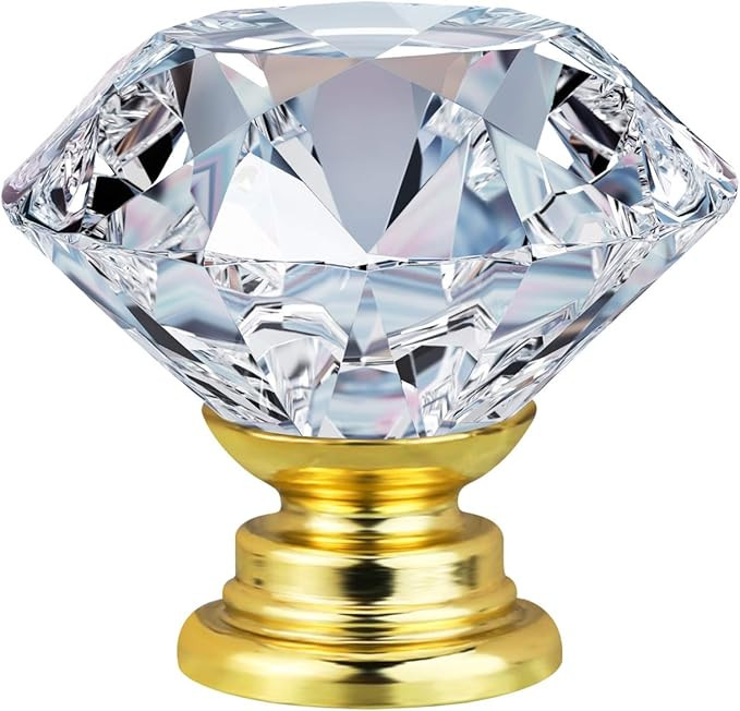 Protocol 12 Pcs 30MM Crystal Clear Glass Cabinet Dresser Knob Diamond Shape Drawer Knobs Pull Han... | Amazon (US)