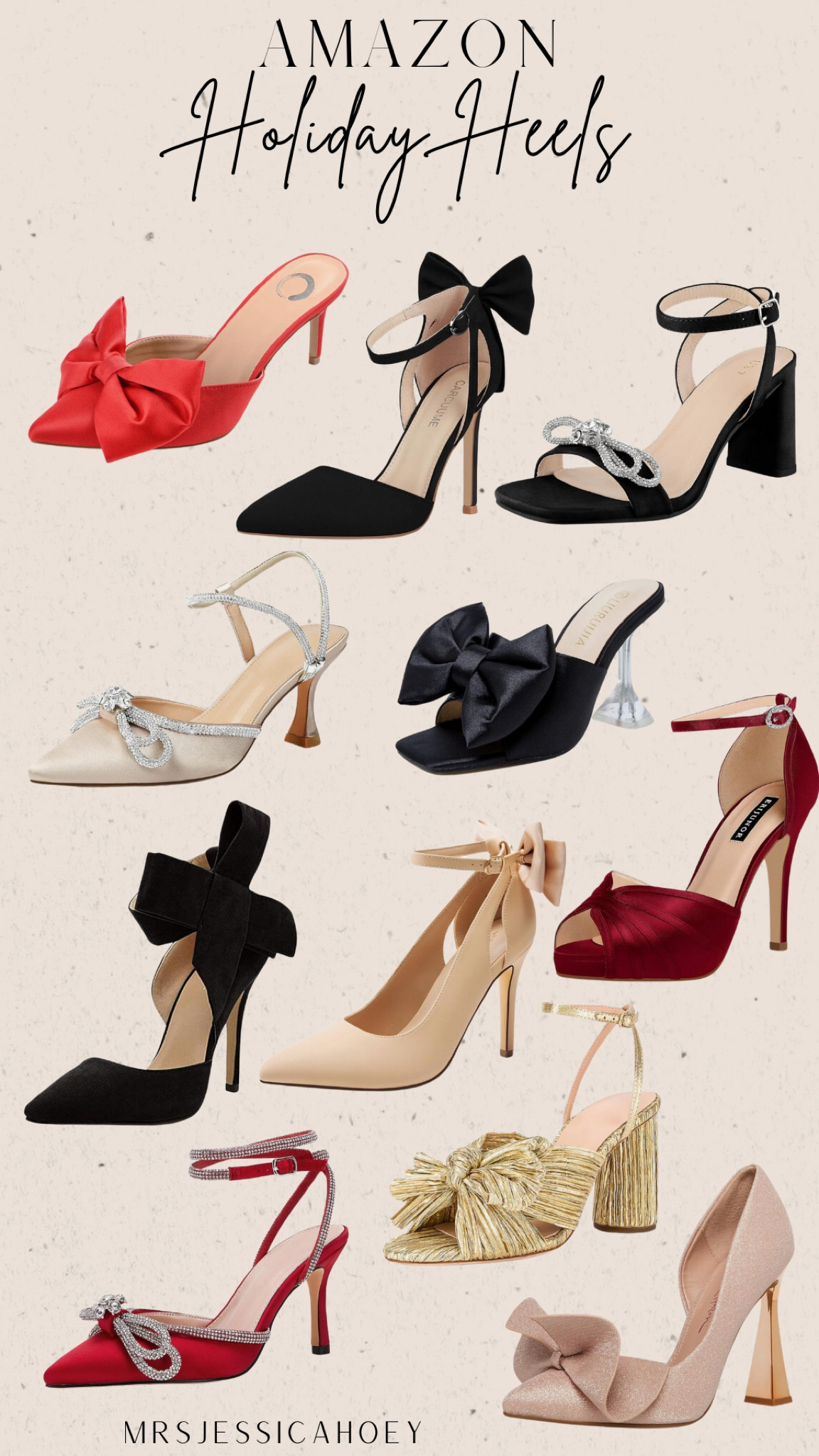 Women’s shoes. Heels. Stilettos. Holiday heels. Christmas party outfit. Holiday bow heels. 

#LTKFindsUnder100 #LTKShoeCrush #LTKWedding