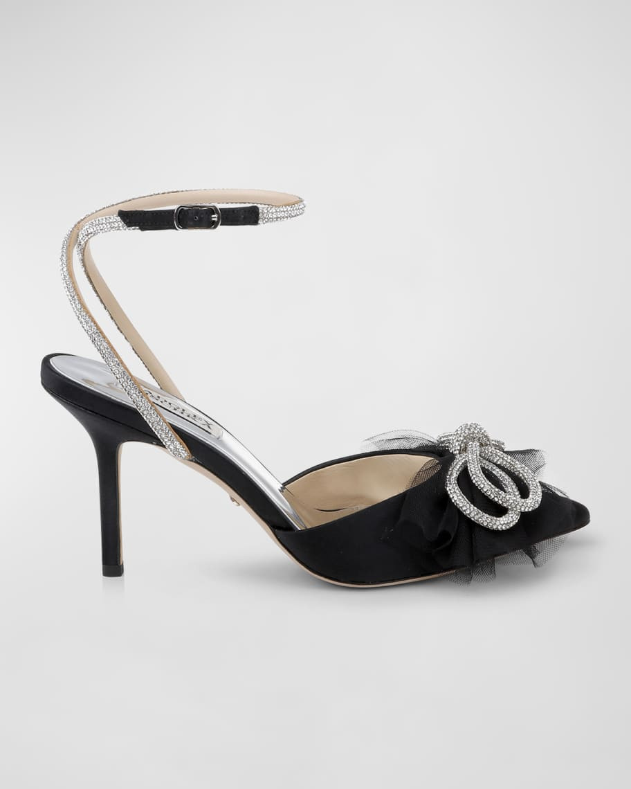 Badgley Mischka Sacred Satin Crystal-Knot Pumps | Neiman Marcus