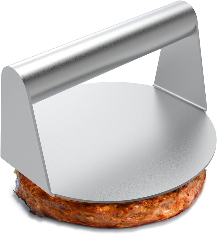 Stainless Steel Burger Press, 5.5 Inch Round Smasher, Non-Stick Smooth Hamburger Press Flat Botto... | Amazon (US)