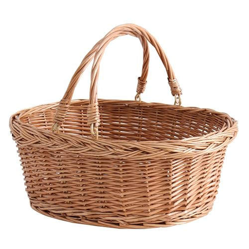 Wicker Picnic Basket with Handles, Handwoven Gift Basket, Shopping Basket, Natural Brown - Small | Amazon (US)