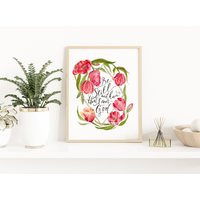 Be Still & Know Tulips Scripture Verse Inspirational Watercolor Print - Psalm 4610 Handlettering Bib | Etsy (US)