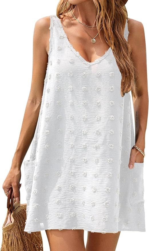 Blooming Jelly Womens Swimwear Cover Up Dress Swimsuit Cover Up V Neck Tank Sexy Dress (XX-Large,... | Amazon (US)